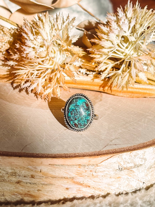 Blue Spiderweb Turquoise Statement Ring