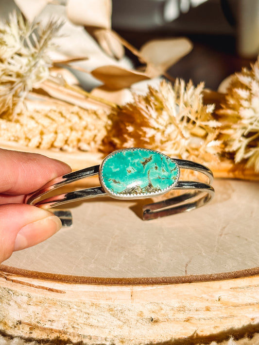 Sterling Silver Statement Cuff (Tyrone Turquoise)