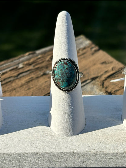 Blue Spiderweb Turquoise Statement Ring
